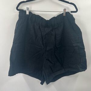 Ava & Viv Plus Size 1X Black Linen Blend High-Waisted Shorts Elastic Waist